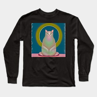 Holy Cat In Meditation illustration Long Sleeve T-Shirt